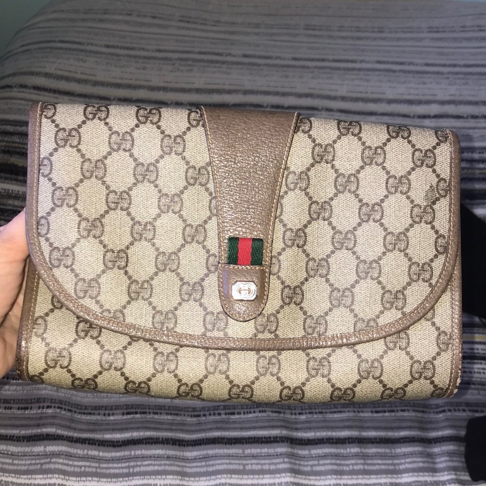 Authentic vintage Gucci Pouch with double G design